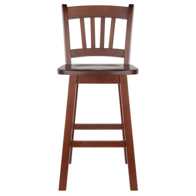 Walnut Solid Wood Swivel Seat Counter Stool, 24-Inch