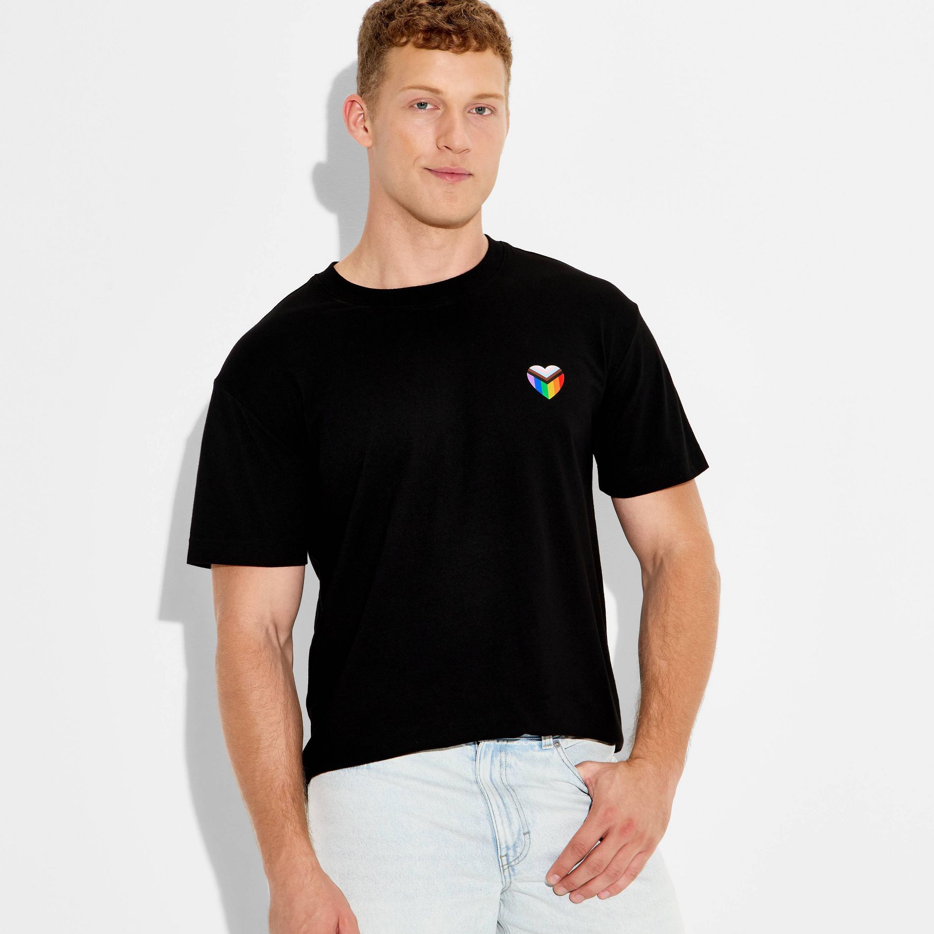 Pride Adult Short Sleeve Heart Logo T-Shirt - Black