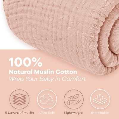 Blush Queen Muslin Cotton Cooling Throw Blanket