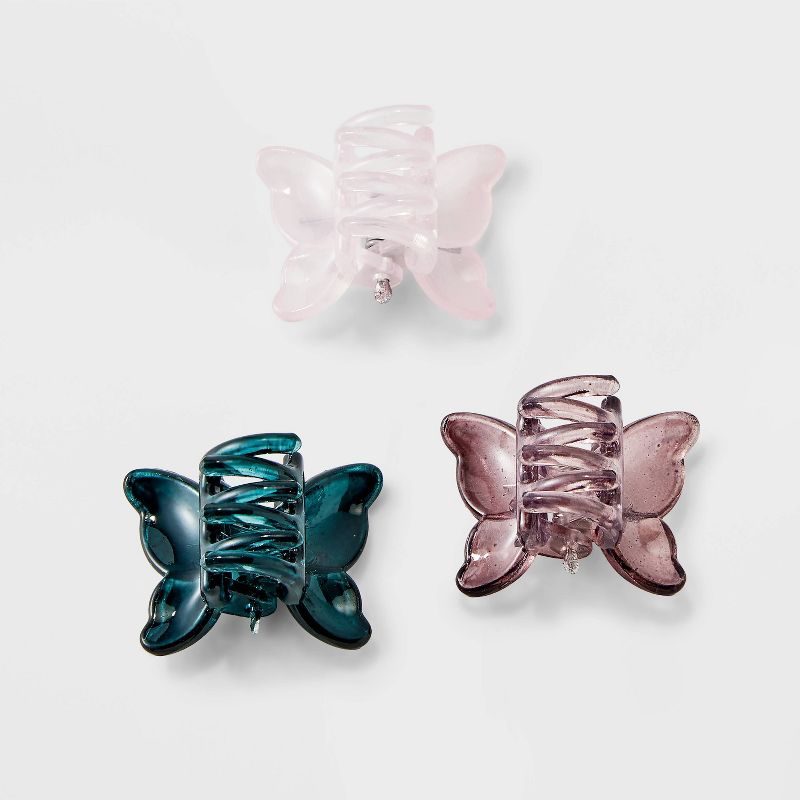 Clear Butterfly Mini Claw Hair Clip Set 10 pc - Wild Fable&#8482; Pink/Purple/Black, 3 of 5