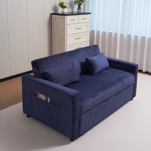 Runesay 3-in-1 Multi-Functional Corduroy Sleeper Couch Pull-Out Bed with Pillows - 1 of 4