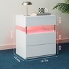 ChicFurnit Nightstand Three Drawer Storage Table with Colorful Lighting for Bedroom Use, White, 23.64"*17.93"*8.07" - 3 of 4