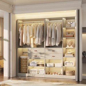 Besiost 80-In Closet System Set with Wood Drawers, Freestanding Closet Organizer with Clothes Rack - 1 of 4