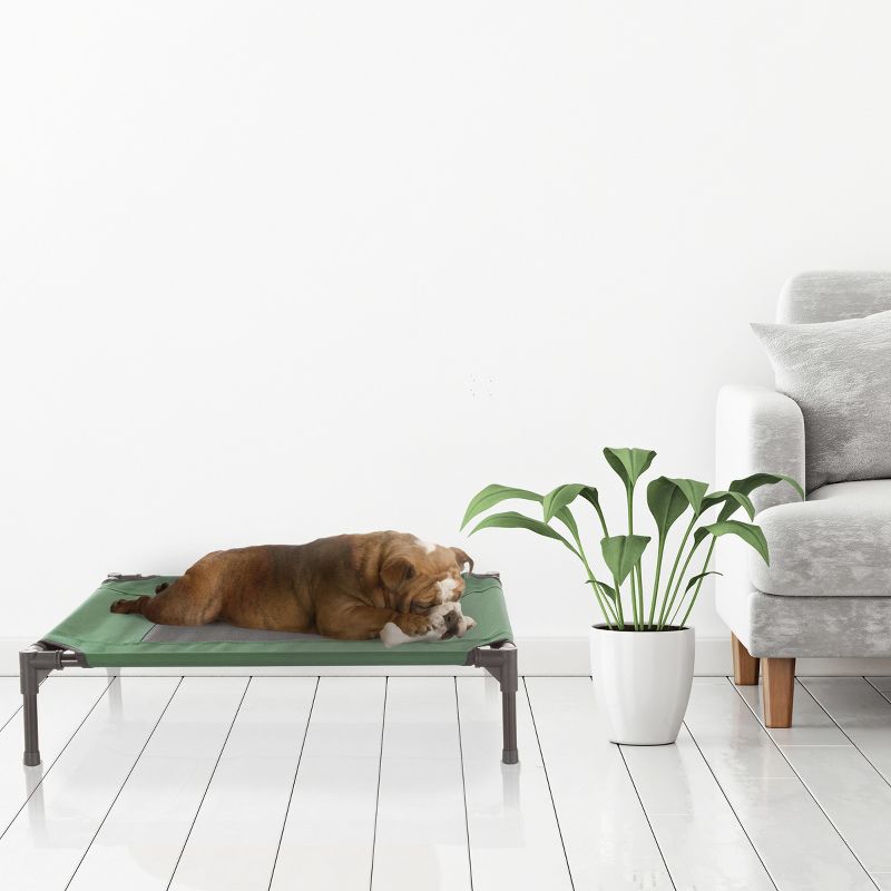 Elevated Dog Bed – 30x24 Portable Bed for Pets with Non-Slip Feet – Indoor/Outdoor Dog Cot or Puppy Bed for Pets up to 50lbs by Petmaker (Green), 4 of 9