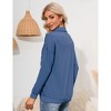 Womens Long Sleeve Zipper  Casual Pullover Tops Drawstring Quarter Zip Hoodie Shirts with Pockets Sweater - 3 of 4