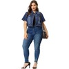 Agnes Orinda Women's Plus Size Short Sleeve Button-Down Cropped Denim Jean Jackets - 3 of 4