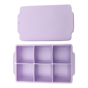 Unique Bargains 6-Cavity Square Ice Tray with Color-Matched Lid Hand Wash Only Silicone 7.09"x4.53"x2.17" 1 Pc - 1 of 3