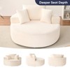 Mjkone Corduroy 360-degree Swivel Armchair, Deepseat Accent Barrel Round Sofa Chair with Pillows,Upholstered Moden Reading Chair - 4 of 4