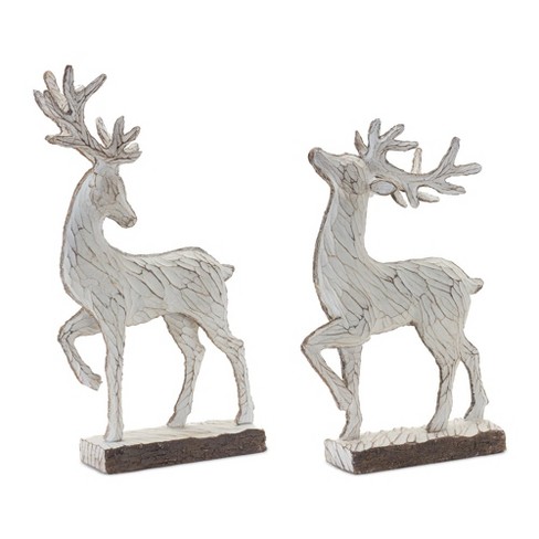 Melrose Carved Deer Decor (set Of 2) : Target