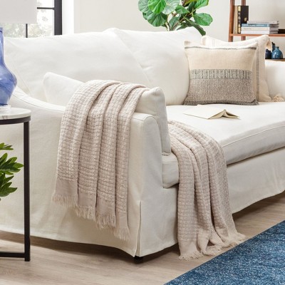 Chanasya Textured Waffle Acrylic Throw Blanket With Tassels