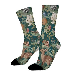 Woodland Animal Women Printed Crew Socks Funny Funky Socks Soft Polyester Novelty Gifts for Artists Men - 1 of 1