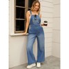 INSPIRE CHIC Women's Denim Pockets Spring Fashion Long Leg Baggy Bib Overalls Jumpsuits - 3 of 4