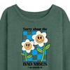 Women's - Instant Message - Sorry About Bad Vibes, I'm Mentally Ill Lightweight French Terry Wide Neck Long Sleeve Shirt - 2 of 4