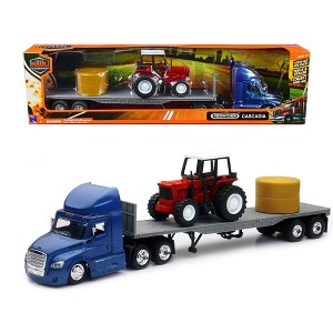 New Ray 1:43 Freightliner Cascadia Flatbed with Tractor and Hay Bale – Long Haul Trucker - 1 of 3