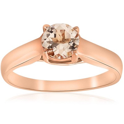 Pompeii3 6MM Morganite Solitaire Engagement Anniversary Ring 14K Rose Gold