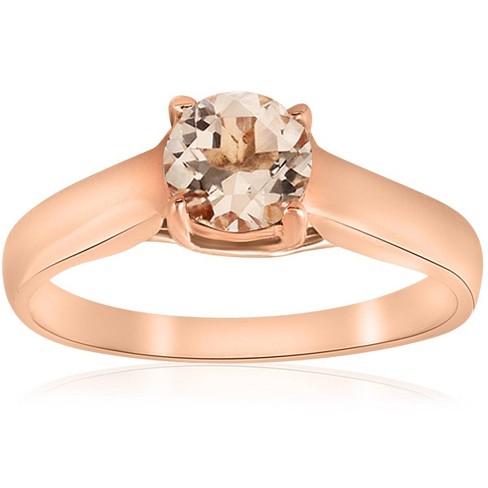 Pompeii3 6mm Morganite Solitaire Engagement Anniversary Ring 14k Rose ...