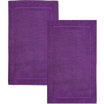 Hawmam Linen Bath Mats, Pack of 2-100% Ring Spun Cotton, Banded Design, Highly Absorbent, Machine Washable for Bathroom Floor Towel
