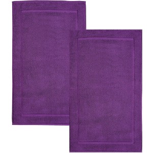Hawmam Linen Bath Mats, Pack of 2-100% Ring Spun Cotton, Banded Design, Highly Absorbent, Machine Washable for Bathroom Floor Towel - 1 of 4