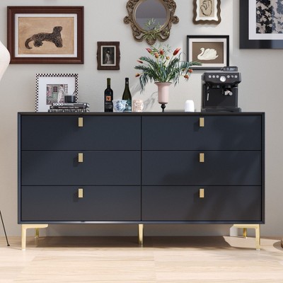 FUFU&GAGA 6 Drawer Storage Dresser Modern Chest of Drawers Sideboard