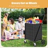 KTMBDW Shopping Cart w/Waterproof Basket Liner & 360° Swivel Wheels | Foldable Collapsible & Lightweight | for Groceries Laundry - Black - 2 of 4