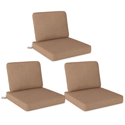Costway 2/4/6-Pack 24" x 24" Deep Seat Cushion & Back Pillow with Removable Covers Outdoor Brown/Navy/Gray/Black