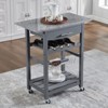 FONTOI Mobile Kitchen Island with Underneath Drawer, Rolling Trolley Serving Cart Slide-Out Wire Storage Basket, Grey, 15.75"*33.55"*30" - 2 of 4