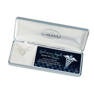 Dicksons 73-8093P Caduceus Cross Angels Nurses 18 inch Silver Plated Women's Necklace in Jewelry Box - 1 of 2