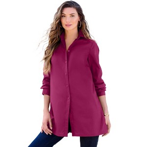 Roaman's Women's Plus Size Kate Tunic Big Shirt - 1 of 4