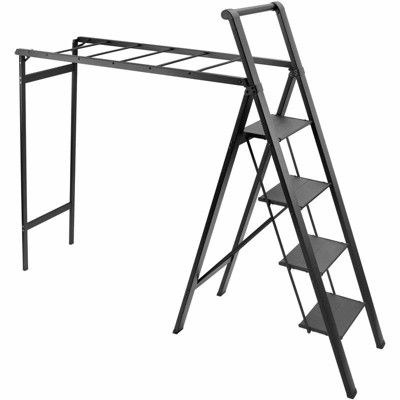Topteng Foldable Clothes Drying Rack with 4-Step Ladder, Aluminum Frame, Easy Assembly, Indoor Outdoor Use