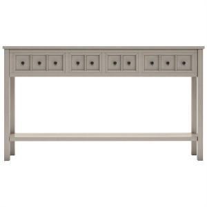 COWLOWN Rustic Console Table with 4 Drawers & Shelf, Solid Wood Sofa Table for Entryway & Living Room - 1 of 4