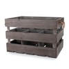 Twine 4281 Farm House Decor, Wood Wine Holder Rustic Farmhouse Wooden 6 Bottle Crate, Dark wood - 3 of 4