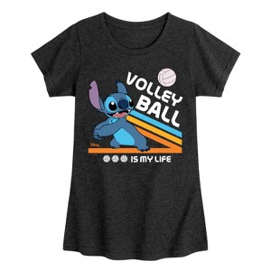 Girls' - Lilo and Stitch - Volley Ball Is My Life Fitted Short Sleeve Graphic T-Shirt - 1 of 4