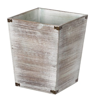 Dark Grey Rustic Wood Trash Can, Bathroom Waste Baskets Decorative