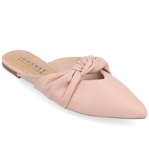 Journee Collection Womens Salinn Tru Comfort Foam Mules Slip On Pointed Toe Flats Blush 5.5