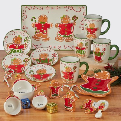 Holiday Magic Gingerbread Ceramic Christmas Mugs Set of 4