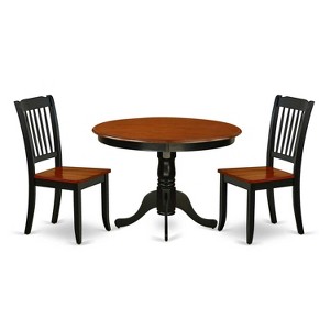 Bohemian Kitchen Table Set - 3 Piece Dining Set for Small Spaces - Round Table & 2 Chairs - 42 Inch - Black Cherry - 1 of 4