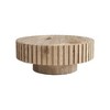Modern minimalist circular coffee table 31.4inwith natural wood texture, stable and durable,suitable for living rooms, study rooms and offices. - 4 of 4