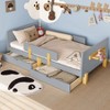 KWPZQEB Twin/Full Platform Bed Frame with 2 Drawers & Guardrail, Solid Wood Bed Frame for Kids, No Box Spring Needed, Easy Assembly - 2 of 4