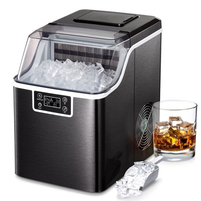 R.W.FLAME Ice Maker Machine,44lbs/24h,features self-cleaning,an easy-to-use LCD display,and a see-through lid,ideal for home,bar