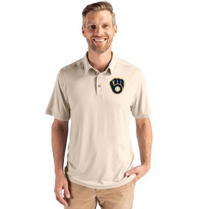 Milwaukee Brewers Cutter & Buck Coastline Epic Comfort Recycled Mens Polo - 1 of 1