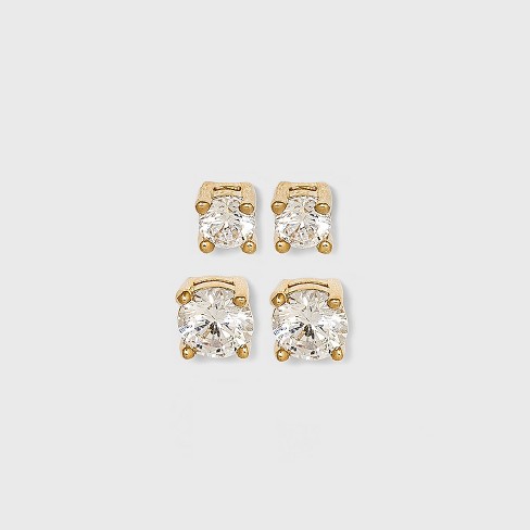 Sterling Silver Cubic Zirconia Square Stud Earrings - 3mm