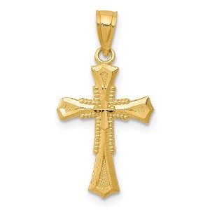 Black Bow Jewelry 14k Yellow Gold Small Diamond-cut Cross Pendant, 12 x 24mm - 1 of 4