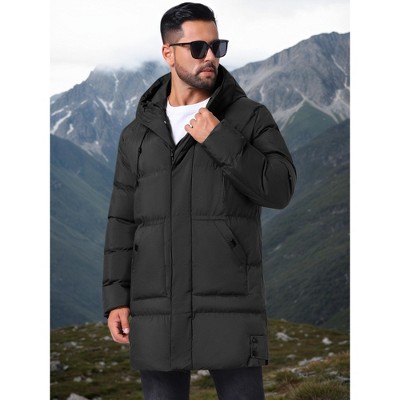 Мужские куртки INSPIRE CHIC Men's Mid-Length Warm Zipper Winter Quilted Hooded Puffer Jacket Medium Dark Green — фото 4