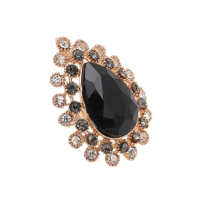 SOHI Women's Black Teardrop Cocktail Ring