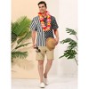 Lars Amadeus Men's Summer Stripe Polka Dots Short Sleeves Button Patchwork Hawaiian Shirt - 3 of 4
