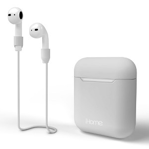 iHome AirPods Case Cover and Magnetic Neckband Bundle, Silicone Case, Charging Flexibility, Durable Protection, Grey - 1 of 4