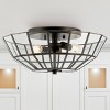 15.5" 2-Light Theo Farmhouse Rustic Iron/Glass LED Semi Flush Mount Oil Rubbed Bronze/Clear - JONATHAN Y: Kitchen Eco-Friendly LED Lighting - 4 of 4