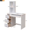 Modern Twin Over Twin Loft Bed With Desk Shelves Staircase Storage Drawers, Versatile High Loft Bed Frame With Safety Guardrails Ladder For Kids Teens - 3 of 4
