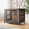 VisioGear 32.8" Dog Crate Furniture, Wooden Dog Crate Table with 2 Sliding Doors, Decorative Pet Crate House, Rustic Brown, 32.8"*22.11"*26.26" - 4 of 4