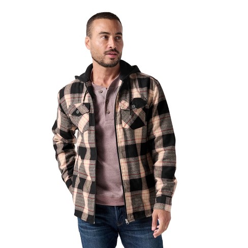 Mens fleece lined flannel on sale hoodie